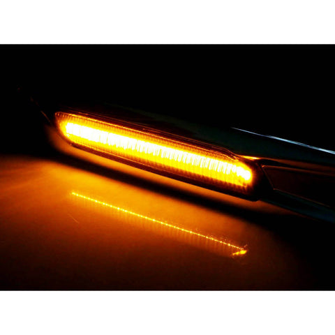 Amber LED Side Marker Light Lamp Assembly for BMW 1 3 5 Series F30 E81, Smoked/ Chrome Silver Housing