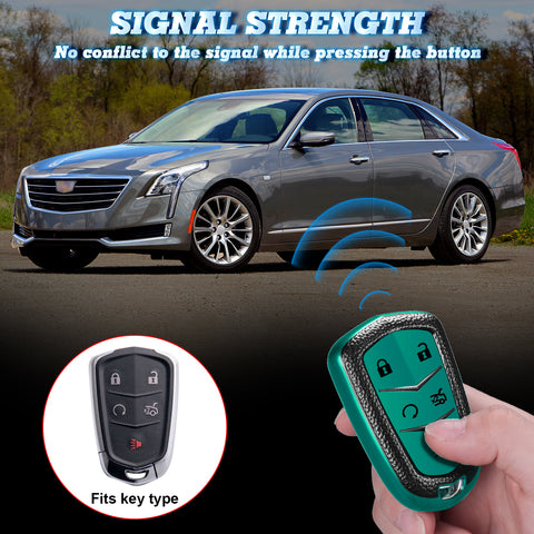 Green Soft Anti-dust Remote Smart Key Fob Shell Case For Cadillac XT5 2016-2019