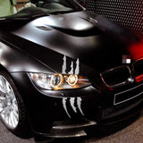 15" Silver Auto Car Sticker Monster Scratch Stripe Claw Vinyl Headlight Decal