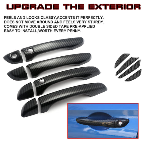 Carbon Fiber Style Door Handle+Door Edge Guard Trim For Hyundai Elantra 2017-20