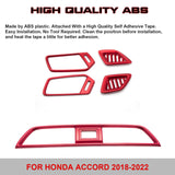 Set of Center Console Middle & Dashboard Side Air Vent AC Outlet Cover Trim, Sporty Red, Compatible with Honda Accord 10th Gen 2018-2022