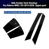 Side Fender Insert Vent Overlay Vinyl Decal Trim Wrap Pre-Cut Genuine Vinyl KK Decal Sticker Compatible with Subaru WRX STi 2015-2021 (Glossy Black, Upper & Lower Fender)