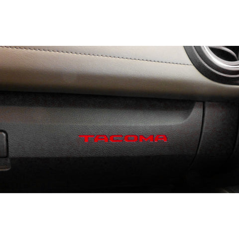 One Set Dashboard Glove Box Letter Inserts Decal Sticker for Toyota Tacoma 2016-2023, Glossy Red