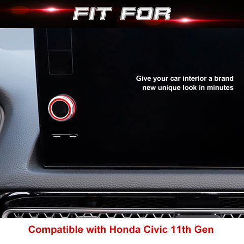 For Honda Civic 11th Gen 2022+ Sporty Red Navigation Switch Knob Ring Cover Trim