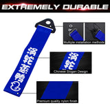 Blue Turbo Charged Front Rear Bumper High-strength Racing Car Tow Strap Trailer