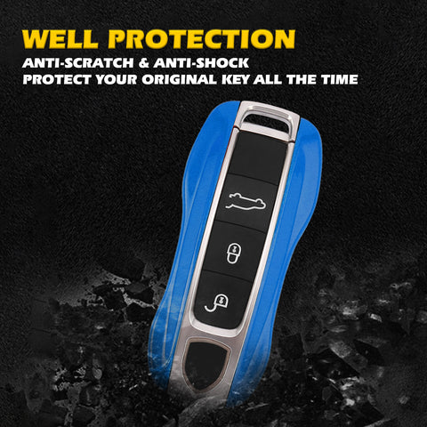 Blue Smart Key Fob Case Shell Keyless Remote Entry Side Cover For Porsche Panamera 2017+