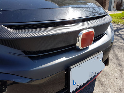 Carbon Fiber Pattern Front Bumper Hood Grill Cover Trim For Honda Civic 2016-up