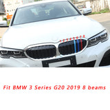 Exact Fit M-colored Sporty Kidney Grille Insert Trim Stripe for BMW 3 Series G20 2019 2020 (8 Beam Bars)