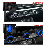 Centre Console AC Climate Control Knob Surrounding Ring + Engine Start/Stop Push Button Covers Decoration Combo Kit Compatible with Honda Civic 11th Gen 2022 (Blue)