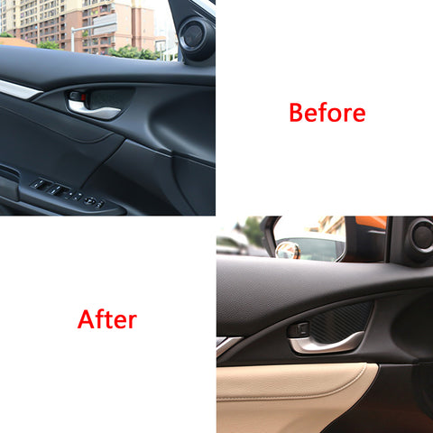 Carbon Fiber Look Door Wrist Trim Inner Door Handle Bowl Decoration Cover for Honda Civic 2020 2019 2018 2017 2016