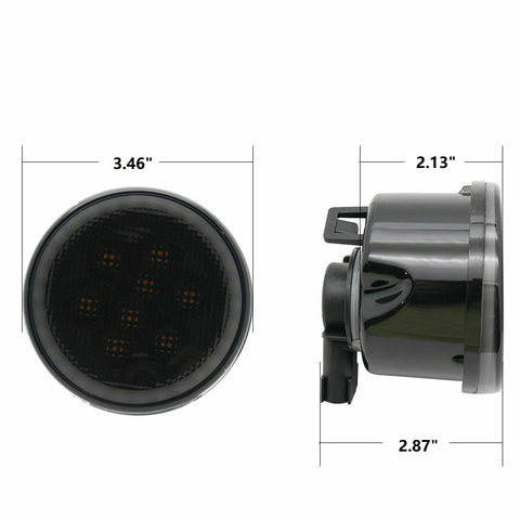 2pcs Round / Square Style LED Turn Signal Front Grill Side Marker Light Smoked Lens for Jeep Wrangler JK 2007-2017