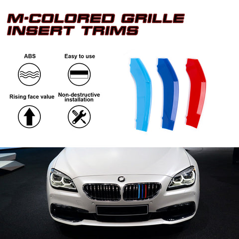 Tri-Color Front Kidney Grille Insert Cover Trim For BMW 6 Series F12 F13 2012-15