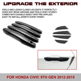 Carbon Fiber Style Door Handle + Door Edge Guard Trim For Honda Civic 9th 12-15