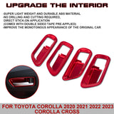 4Pcs Sporty Style Red Door Handle Bowl Trim For Toyota Corolla Cross 2020-2023