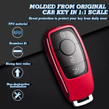 Red Exact Fit Full Protect Smart Soft Key Fob Cover w/Button For Mercedes C E S