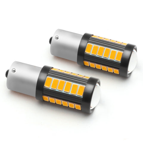 2x 1156 BA15S Amber Yellow Rear Turn Signal Light DRL 33-SMD LED Bulbs Lamp 7506