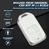 White Soft TPU Leather Full Protect Key Fob Cover Case For Honda Civic 2014-2023