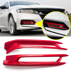 ABS Front Fog Light Lamp Cover Molding Trim fit for compatible with Honda Accord 10th Gen 2018 2019 2020,Glossy Red