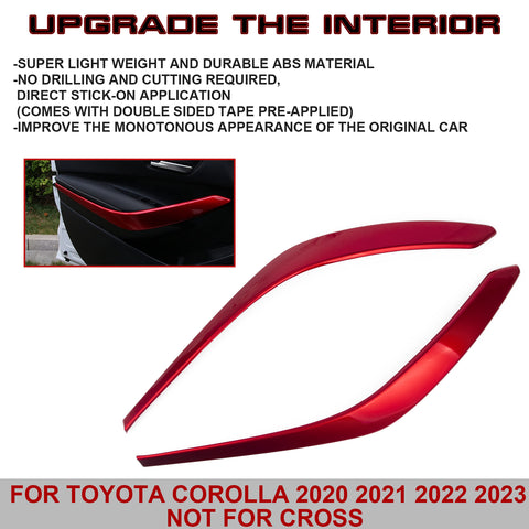 Sporty Style Red Front Side Door Armrest Cover Trim For Toyota Corolla 2020-2023