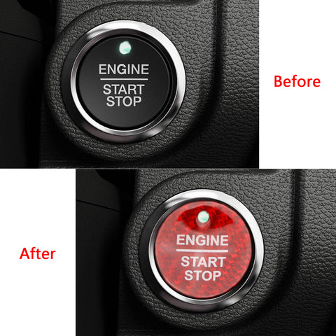Red Real Carbon Fiber Keyless Engine Start Stop Button Cover Engine Ignition Push Start Button Cap Sticker for Ford F-150 Fusion Explorer Focus Edge Taurus Expedition Raptor etc.