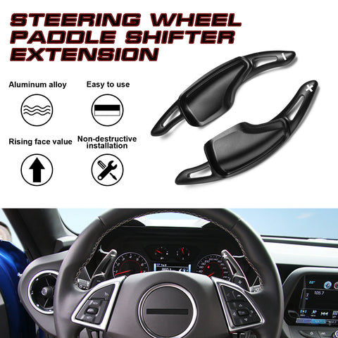 Black Alloy Steering Wheel Extension Paddle Shifter For Chevy Corvette Camaro