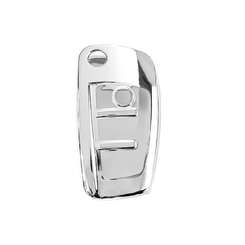 Soft TPU Flip Remote Key Fob Case Cover for Audi A1 A3 A4 A5 A6 Q2 Q3 Q7 TT S3 R8 3-Buttons Flip Key, Silver