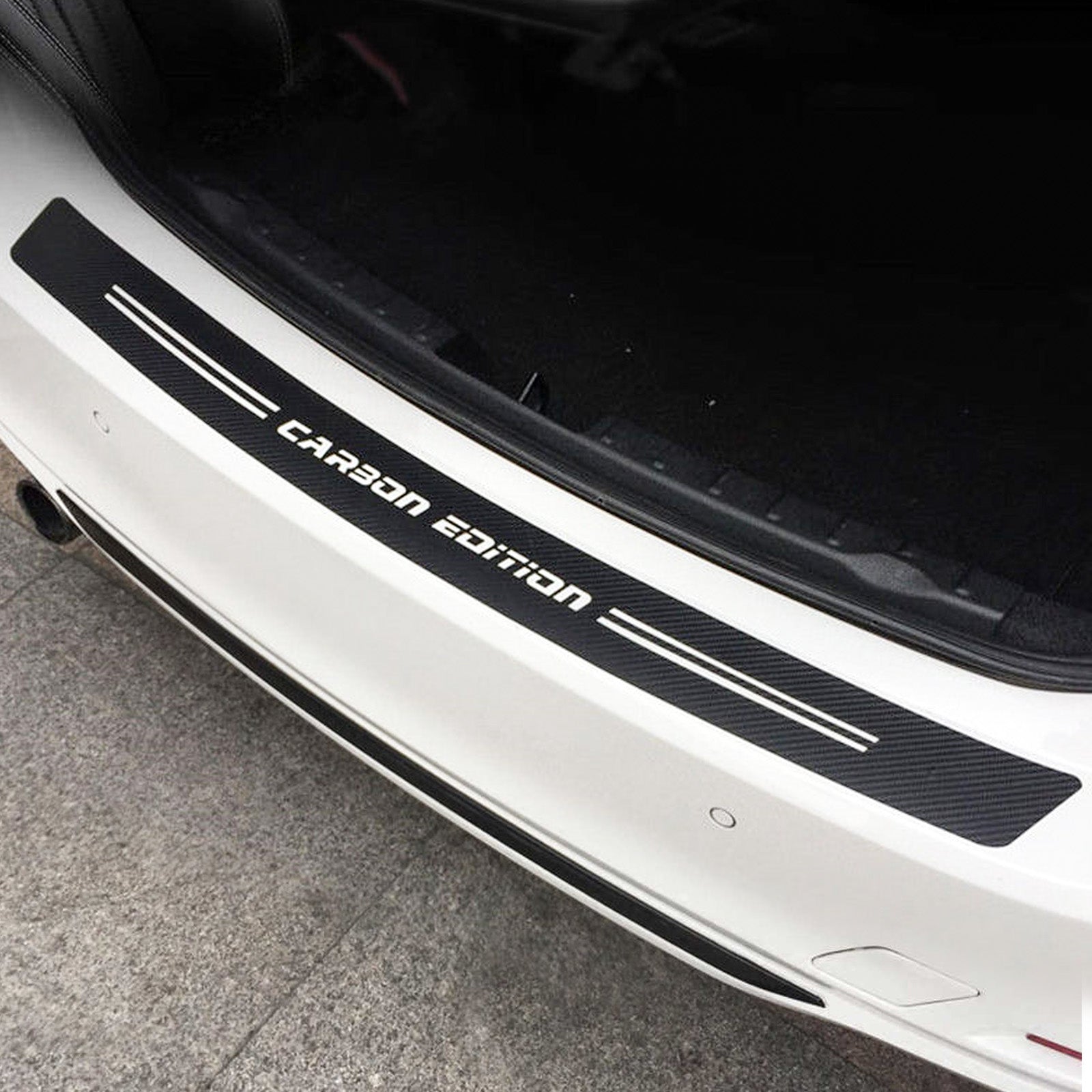 1x Car Rear Bumper Cover Sticker Strip Protector Trunk Sill Scuff Plate  Guard