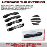 Gloss Black Door Handle+Door Edge Protect Guard Trim For Honda Civic 11th 2022+