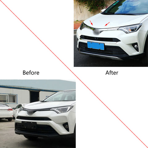 ABS Chrome Front Hood Grille Grill Molding Cover Trim for Toyota RAV4 2016-2018