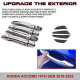 Glossy Chrome Door Handle + Door Edge Protect Trim For Honda Accord 2018-2022