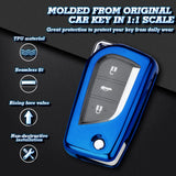 1X Blue Shockproof Flip Key Fob Cover Case For Toyota Corolla Yaris 2/3/4 Button