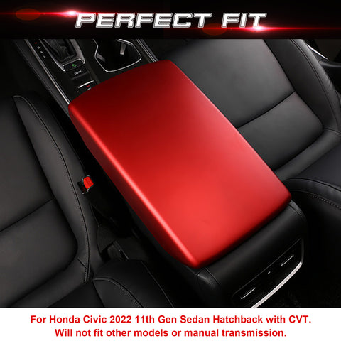 Inner Center Console Armrest Box Cover Trim, Sporty Red, Compatible with Honda Civic 11th Gen 2022