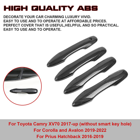 4x Carbon Fiber Pattern Side Door Handle Protector Trim For Toyota Camry 2017-up