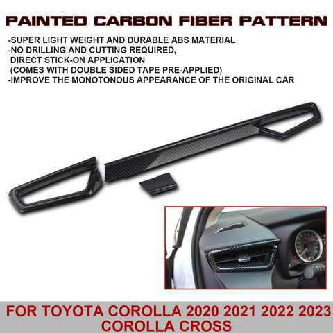 Carbon Fiber Texture Side Dashboard AC Air Outlet Cover For Toyota Corolla Cross