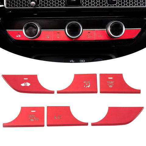 6pcs Red Inner Center Console AC Switch Cover Trim For Honda Civic 11th Gen 2022