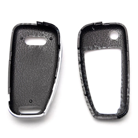 Carbon Fibre Style Key Fob Cover Case Key Shell for Audi A3 A4 A6 A8 TT Q7 S6 3-Buttons Flip Key