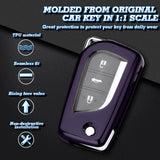 Purple Black TPU Shockproof Flip Key Fob Case For Toyota Auris Corolla Yaris 2/3/4 Button