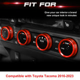 Red AC & 2WD/4WD Switch Control Knob Rings Cover For Toyota Tacoma 2016-2023