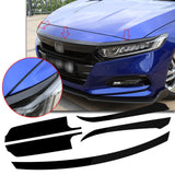 Gloss Black Front Bumper Hood Grille Stickers Trims For Honda Accord 2018-2020
