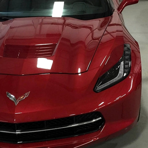 Styling Headlight Eyebrow Eyelid Cover Trim Decal Overlays Sticker for Chevy Corvette 2014-2019, Glossy Black / Glossy Red / Glossy White