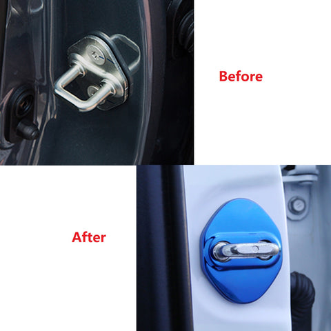 4pcs Blue/Black/Red/Silver Door Lock Cover Stainless Steel Car Door Lock Latches Cover Protector for Toyota Camry 2006-up