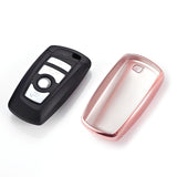 Key Fob Cover Protective Case, Soft TPU Key Case Shell Keyless Remote Control Smart Car Key Protector for BMW 1 2 3 5 6 7 Series X1 X3 X4 X5 X6 M2 M3 M4 M5 M6, Rose Gold