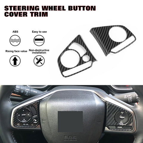 For Honda Civic 2016-2021 Carbon Fiber Texture Steering Wheel Button Cover Trim