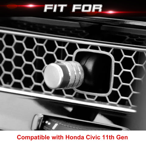 For Honda Civic 11th Gen 2022+ Silver Console AC Air Outlet Knob Overlay Trim 4X