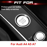 Aluminum Keyless Start Engine Stop Push Button Surrounding Ring Decoration Cover Trim Compatible with Audi A4 A5 A6 A7 Q5, etc (Silver)