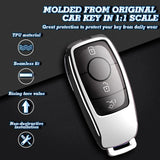 Sliver Soft TPU Full Protect Smart w/Button Key Fob Cover For Mercedes-Benz