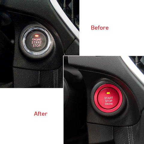Aluminum Engine Ignition Push Start Button Cover Trim for Subaru Outback Forester Impreza XV Crosstrek Legacy BRZ Ascent 2013-2020, Car Keyless Engine Start Stop Push Button Cap with Surrounding Ring