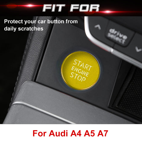 Aluminum RS Style Keyless Start Engine Stop Push Button Stickers Cover Trim Compatible with Audi A4 A5 A6 A7 A8 Q5 S4 S5 S6 S7 S8 RS4 (Gold)