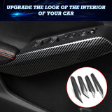 4pcs Carbon Fiber Pattern Window Switch Armrest Cover Trim For Honda Civic 11th