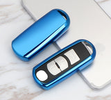 TPU Key Fob Cover Case Key Protective Shell for Mazda 2 3 5 6 8 CX3 CX5 CX7 CX9 MX5 Smart Remote Key 2/3/4-Button, Blue